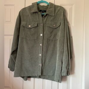 Size Medium (Juniors) Forever 21 Sage Oversized “Corduroy” Button Down Shirt